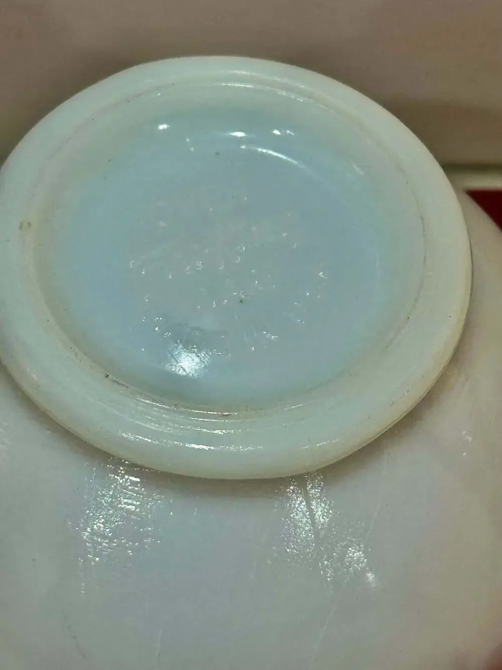Set of 2 Vintage Fire-King Red Tulip Cottage Cheese Milk Glass Bowls